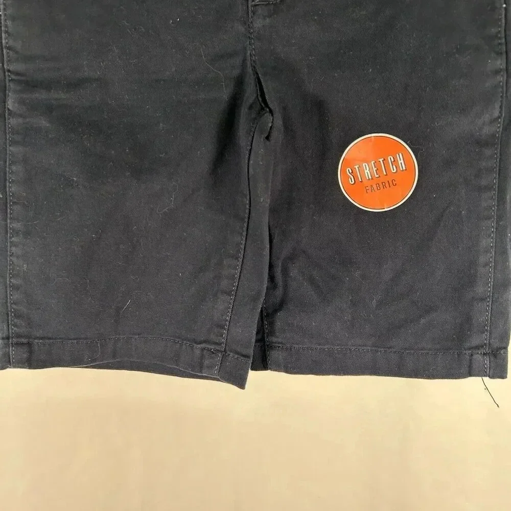 Place Shorts Boys 6 Navy Blue Slim Stretch Fabric Cotton Blend Button Zip